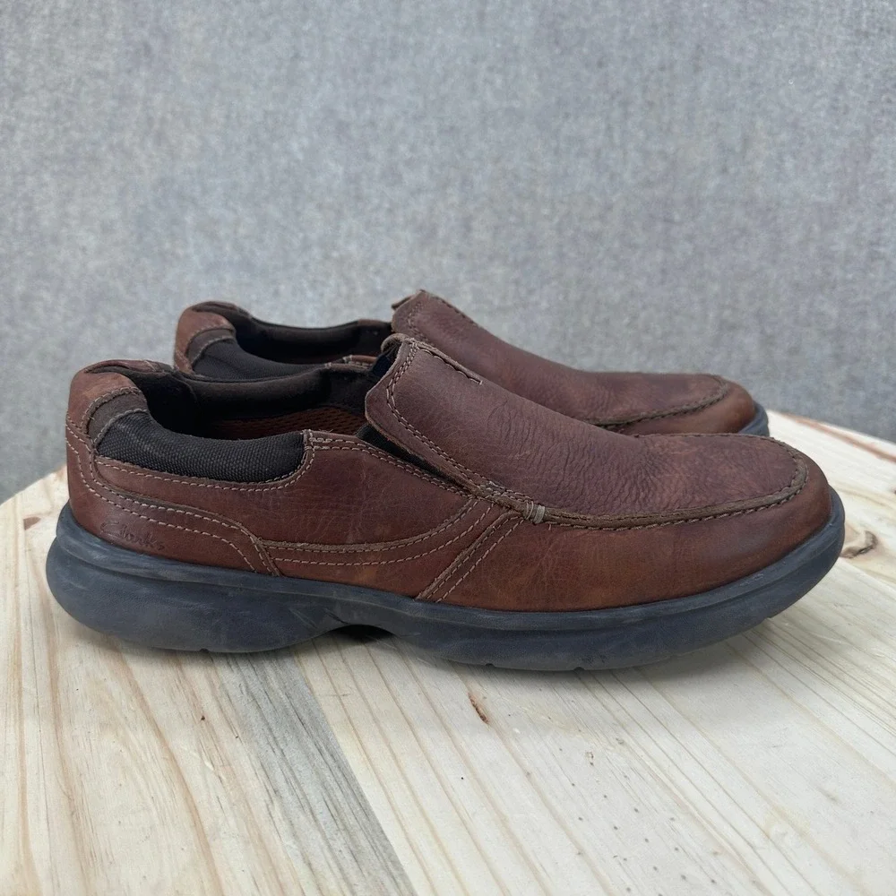 Clarks Bradley Step Loafers Mens 12 Brown Leather Comfort Casual Slip On Shoes